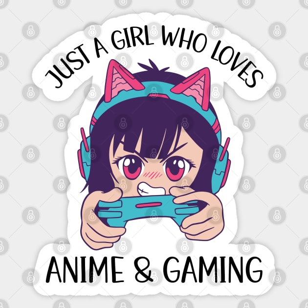 Just A Girl Who Loves Anime And Gaming Sticker by OnepixArt